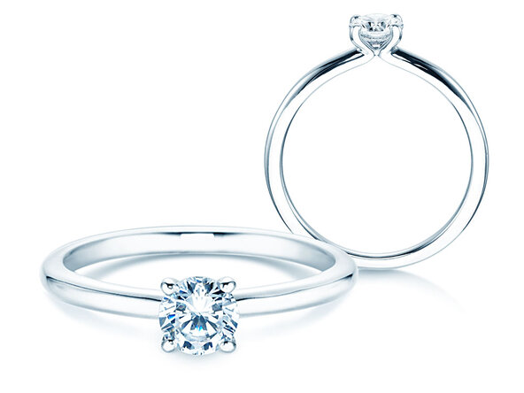 Verlovingsring Classic 4 in 14K witgoud met diamant 0,40ct H/SI