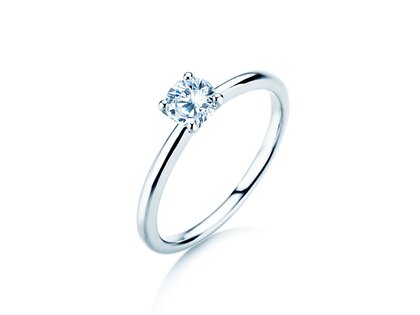 Verlovingsring Classic 4 in 14K witgoud met diamant 0,40ct H/SI