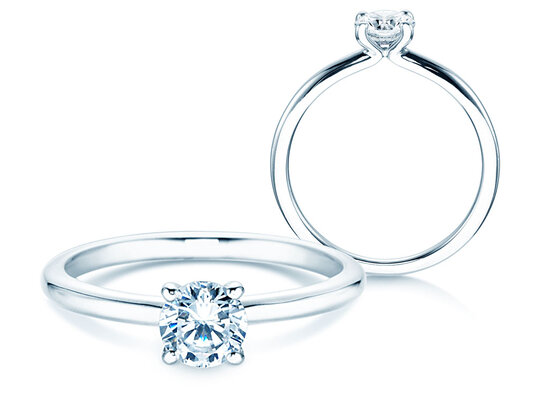 Verlovingsring Classic 4 in 14K witgoud met diamant 0,50ct H/SI