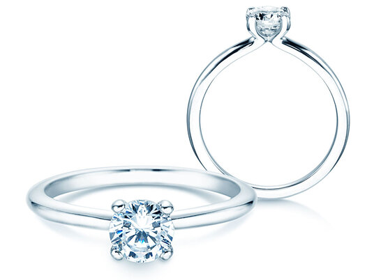 Verlovingsring Classic 4 in 18K witgoud met diamant 0,60ct G/VS