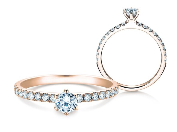 Verlovingsring Classic Pavé in 9K roségoud met diamanten 0,50ct G/SI