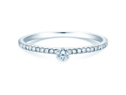 Verlovingsring Classic Pavé in 14K witgoud met diamanten 0,20ct G/SI