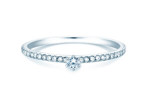 Verlovingsring Classic Pavé in 14K witgoud met diamanten 0,20ct G/SI