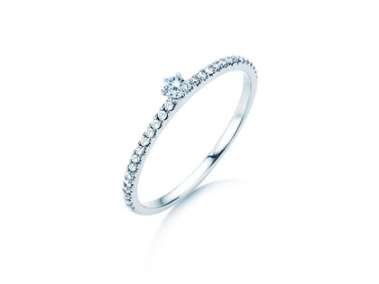 Verlovingsring Classic Pavé in 14K witgoud met diamanten 0,20ct G/SI