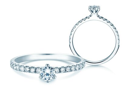 Verlovingsring Classic Pavé in 18K witgoud met diamanten 0,50ct