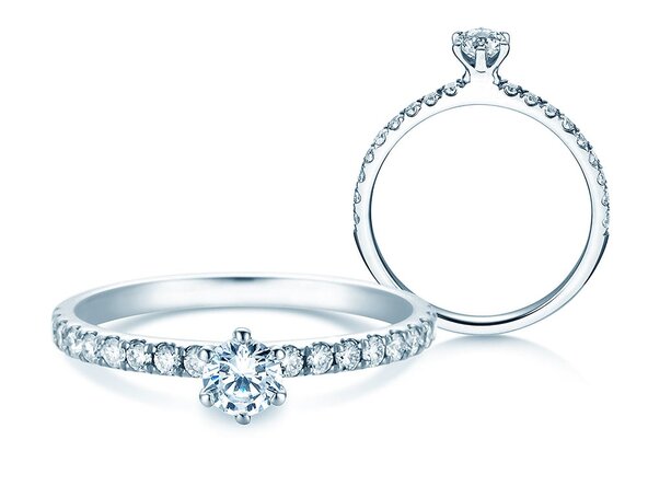Verlovingsring Classic Pavé in 14K witgoud met Lab-grown diamanten 0,50ct E/VS