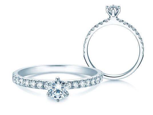 Verlovingsring Classic Pavé in 18K witgoud met diamanten 0,70ct G/SI
