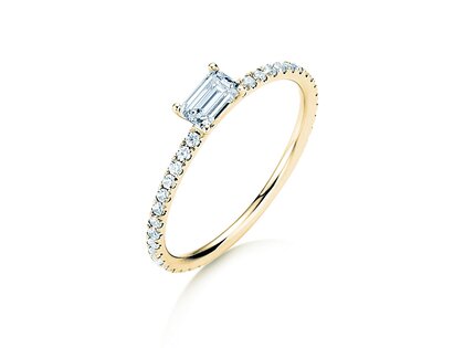 Verlovingsring Emerald-Cut in 14K geelgoud met diamanten 0,46ct G/VS