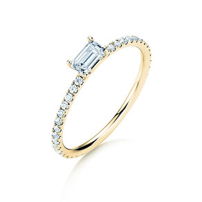 Verlovingsring Emerald-Cut in 14K geelgoud met diamanten 0,46ct G/VS