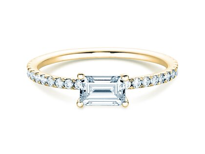 Verlovingsring Emerald-Cut in geelgoud