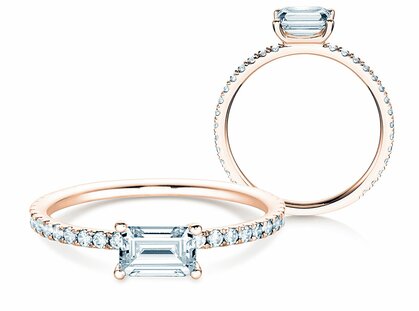 Verlovingsring Emerald-Cut in roségoud