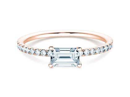 Verlovingsring Emerald-Cut in roségoud