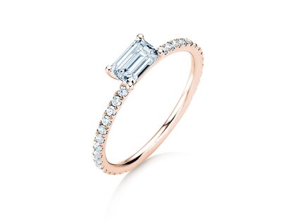Verlovingsring Emerald-Cut in roségoud