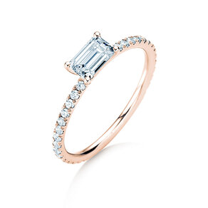 Verlovingsring Emerald-Cut in roségoud