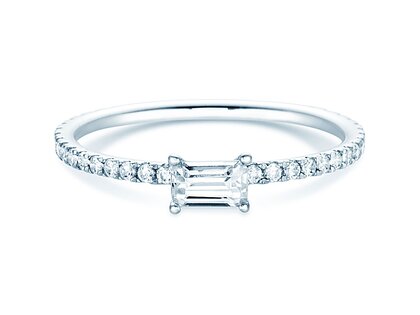 Verlovingsring Emerald-Cut in 14K witgoud met diamanten 0,51ct G/VS