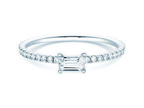 Verlovingsring Emerald-Cut in 14K witgoud met diamanten 0,51ct G/VS