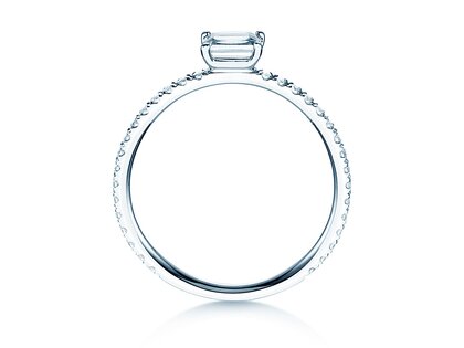 Verlovingsring Emerald-Cut in 14K witgoud met diamanten 0,51ct G/VS