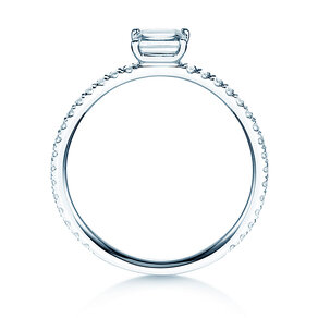 Verlovingsring Emerald-Cut in 14K witgoud met diamanten 0,51ct G/VS