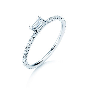 Verlovingsring Emerald-Cut in 14K witgoud met diamanten 0,51ct G/VS