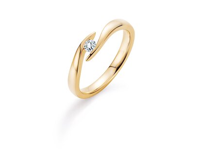 Verlovingsring Twist in 14K geelgoud met diamant 0,20ct H/SI