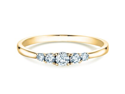 Verlovingsring 5 Diamonds in 14K geelgoud met diamanten 0,15ct G/SI