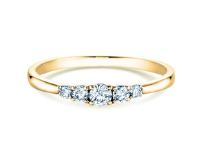 Verlovingsring 5 Diamonds in 14K geelgoud met diamanten 0,15ct G/SI