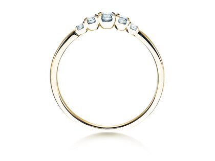Verlovingsring 5 Diamonds in 14K geelgoud met diamanten 0,15ct G/SI