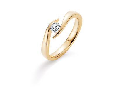 Verlovingsring Twist in 9K geelgoud met diamant 0,30ct H/SI