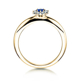 Verlovingsring Lovely in 18K geelgoud met saffier 0,10ct en diamanten 0,15ct