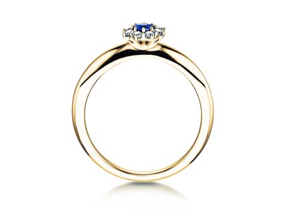 Verlovingsring Lovely in 14K geelgoud met saffier 0,33ct en diamanten 0,40ct