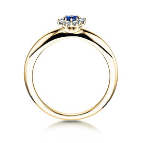 Verlovingsring Lovely in 14K geelgoud met saffier 0,33ct en diamanten 0,40ct
