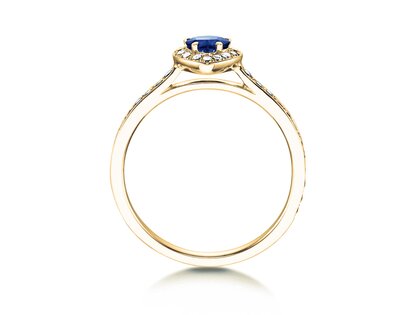 Verlovingsring Heart Saphir in 14K geelgoud met saffier 0,25ct en diamanten 0,34ct