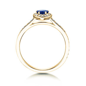 Verlovingsring Heart Saphir in 14K geelgoud met saffier 0,25ct en diamanten 0,34ct