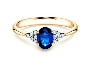 Verlovingsring Vivid in 14K geelgoud met saffier 1,00ct en diamanten 0,12ct