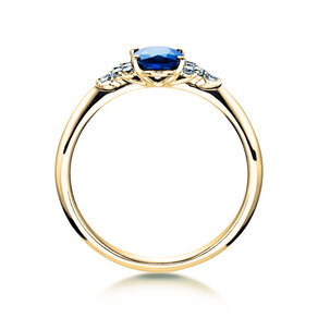 Verlovingsring Vivid in 14K geelgoud met saffier 1,00ct en diamanten 0,12ct