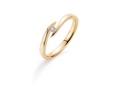 Verlovingsring Twist in 14K geelgoud met diamant 0,05ct H/SI