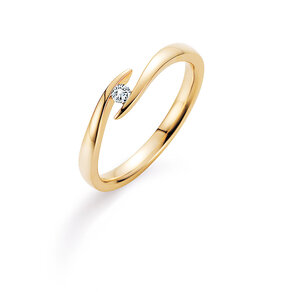 Verlovingsring Twist in 14K geelgoud met diamant 0,05ct H/SI