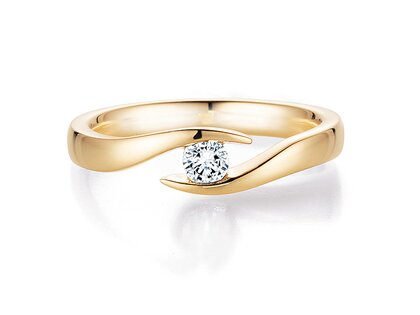 Verlovingsring Twist in 9K geelgoud met diamant 0,15ct G/SI