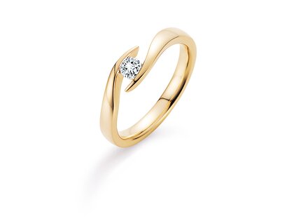 Verlovingsring Twist in 9K geelgoud met diamant 0,15ct G/SI