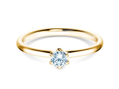 Verlovingsring Classic 6 in 9K geelgoud met diamant 0,20ct H/SI