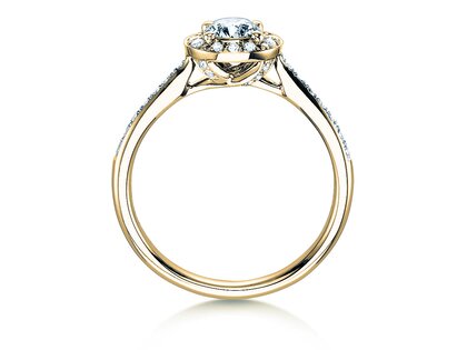 Verlovingsring Halo Classic in 18K geelgoud met diamanten 0,78ct G/SI