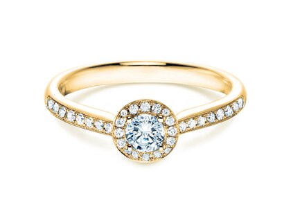 Verlovingsring Halo Petite in 18K geelgoud met diamanten 0,50ct G/SI