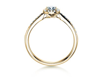 Verlovingsring Halo Petite in 18K geelgoud met diamanten 0,50ct G/SI
