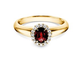 Verlovingsring Windsor in 14K geelgoud met robijn 0,60ct en diamanten 0,12ct
