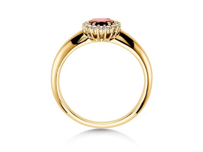 Verlovingsring Windsor in 14K geelgoud met robijn 0,60ct en diamanten 0,12ct