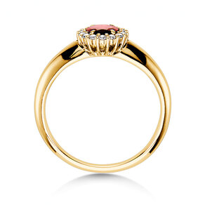 Verlovingsring Windsor in 14K geelgoud met robijn 0,60ct en diamanten 0,12ct