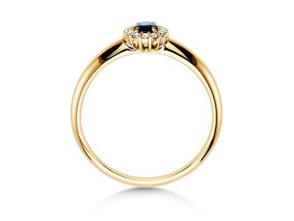 Verlovingsring Jolie in 14K geelgoud met saffier 0,25ct en diamanten 0,06ct