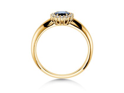 Verlovingsring Windsor in 18K geelgoud met saffier 0,60ct en diamanten 0,12ct