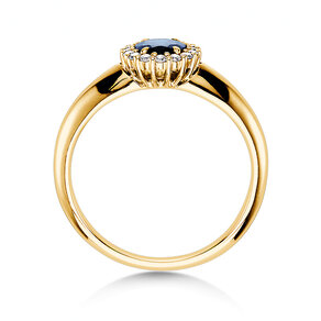 Verlovingsring Windsor in 18K geelgoud met saffier 0,60ct en diamanten 0,12ct