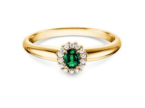 Verlovingsring Jolie in 14K geelgoud met smaragd 0,25ct en diamanten 0,06ct
